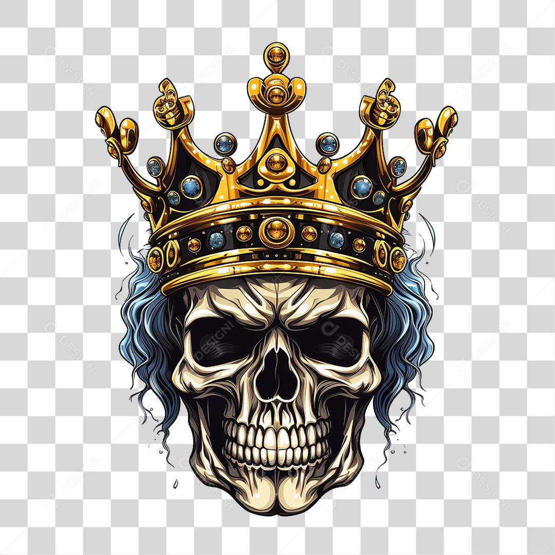 Crânio de Rei com Coroa PNG Transparente