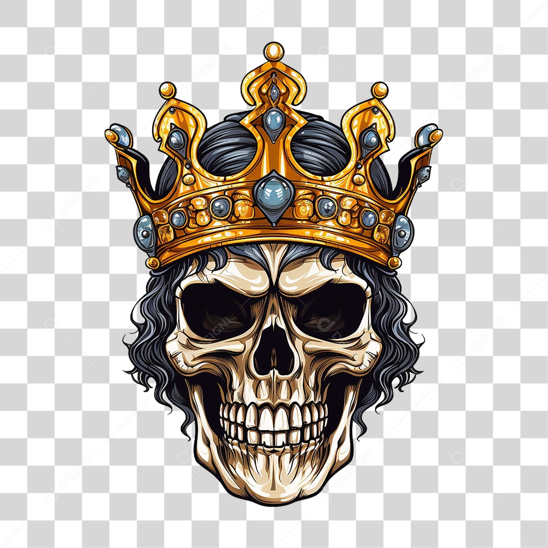 Crânio de Rei com Coroa PNG Transparente
