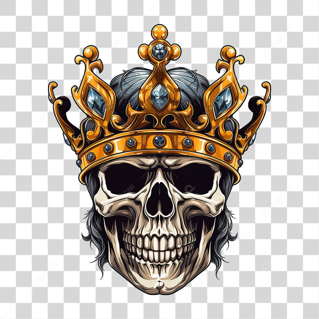 Crânio de Rei com Coroa PNG Transparente