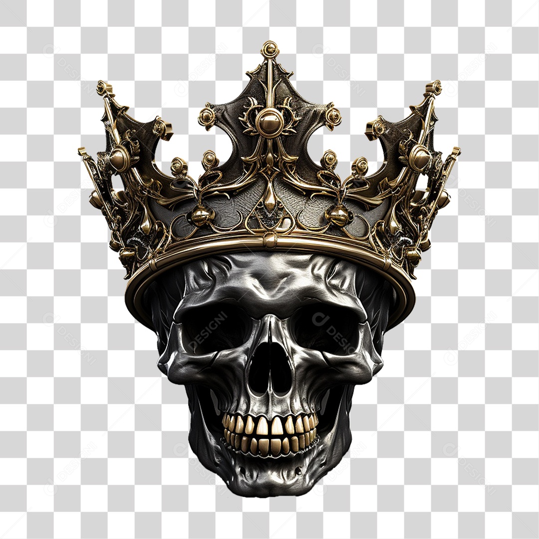 Crânio de Rei com Coroa PNG Transparente