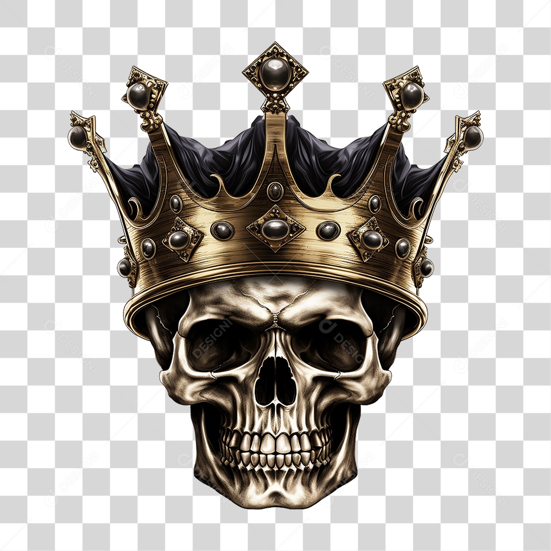 Crânio de Rei com Coroa PNG Transparente