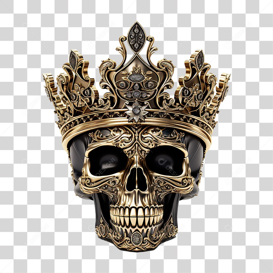 Crânio de Rei com Coroa PNG Transparente