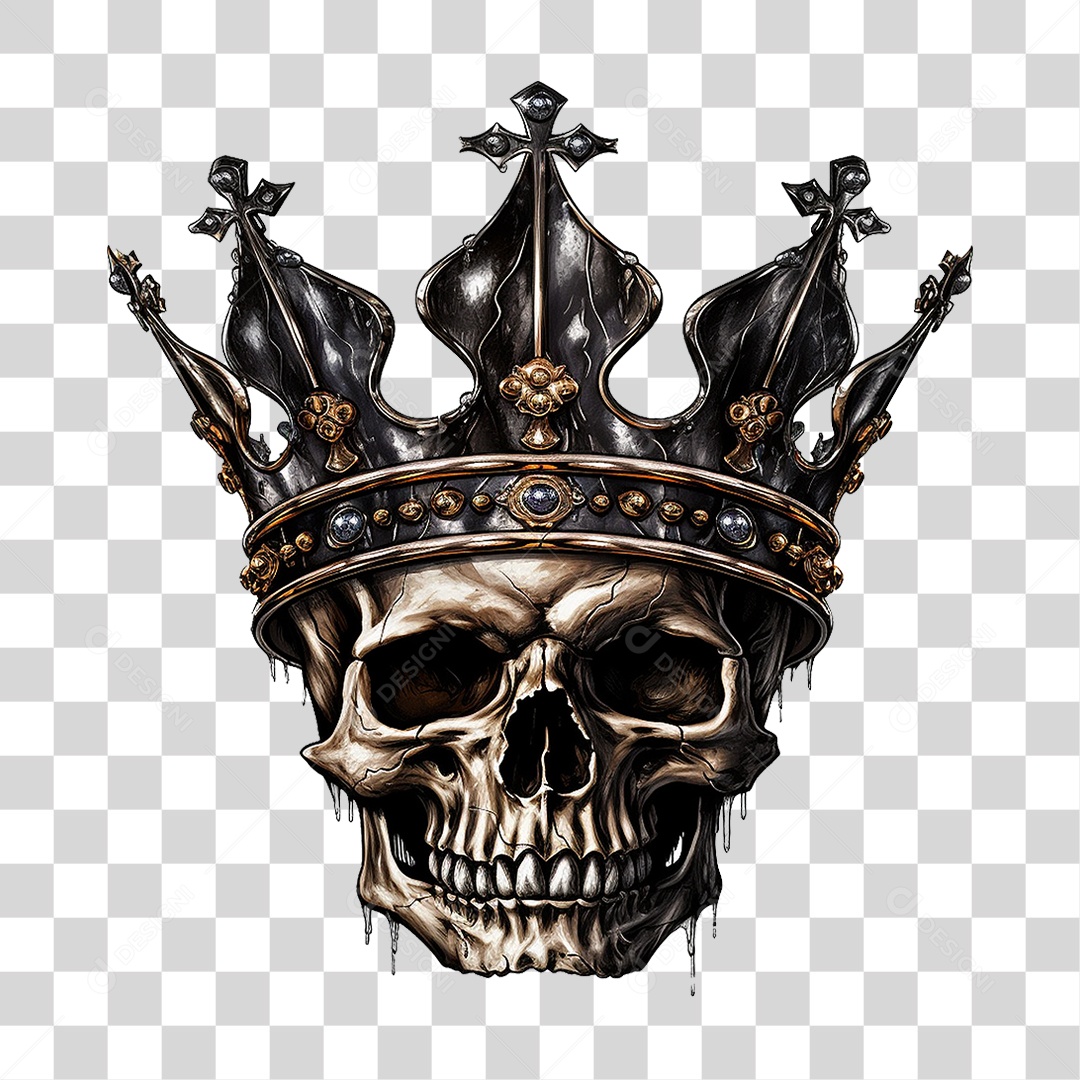 Crânio de Rei com Coroa PNG Transparente