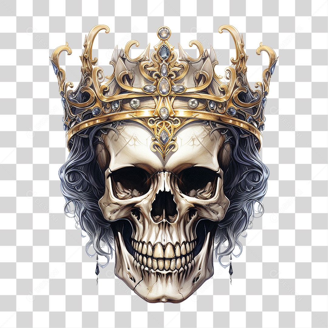 Crânio de Rei com Coroa PNG Transparente