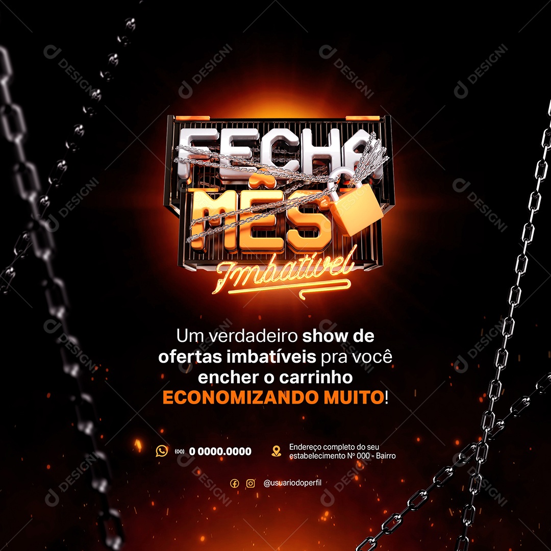 Fecha Mês Imbatível um Verdadeiro Show de Ofertas Social Media PSD Editável