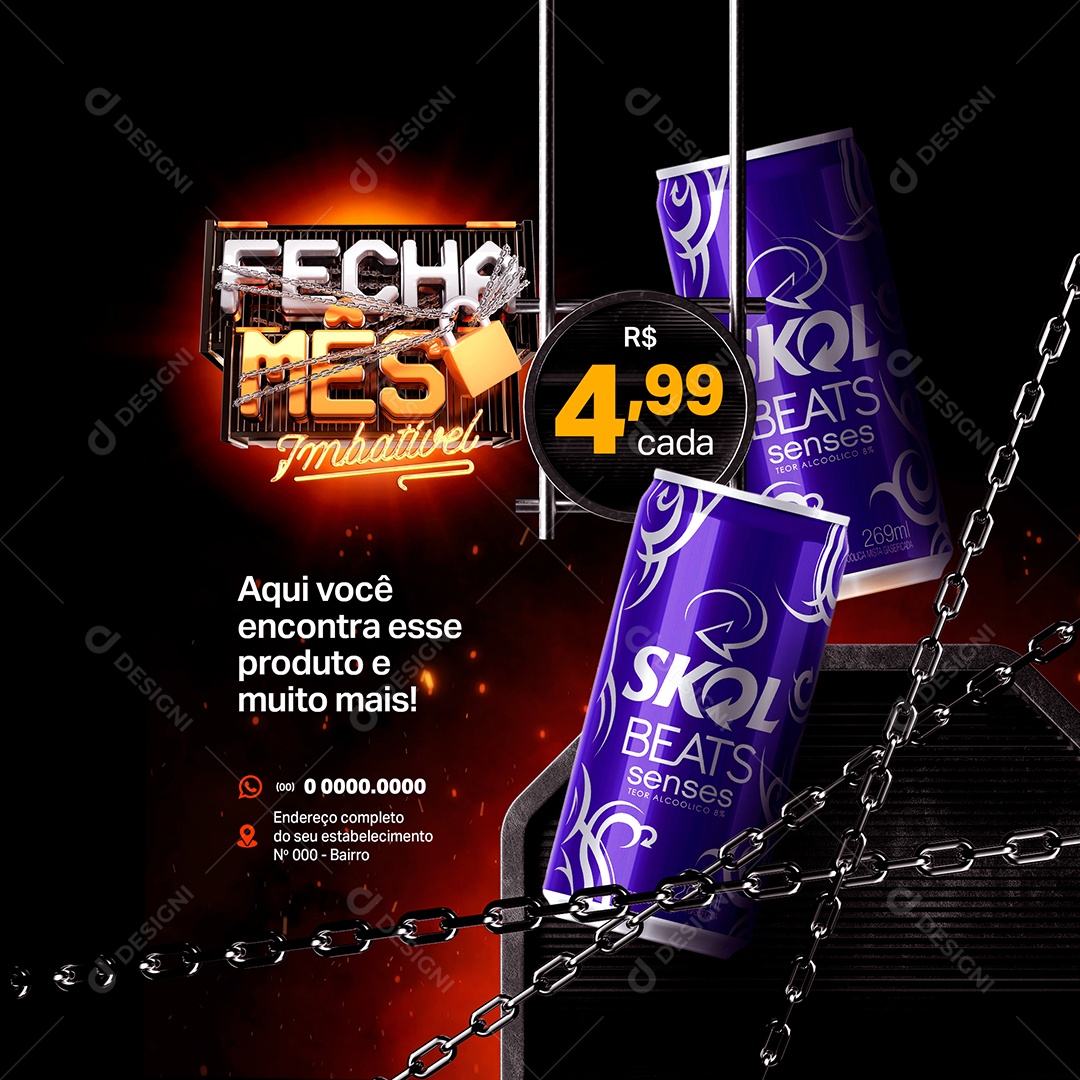 Fecha Mês Imbatível Aqui Você Encontra Cerveja por 4,99 Social Media PSD Editável