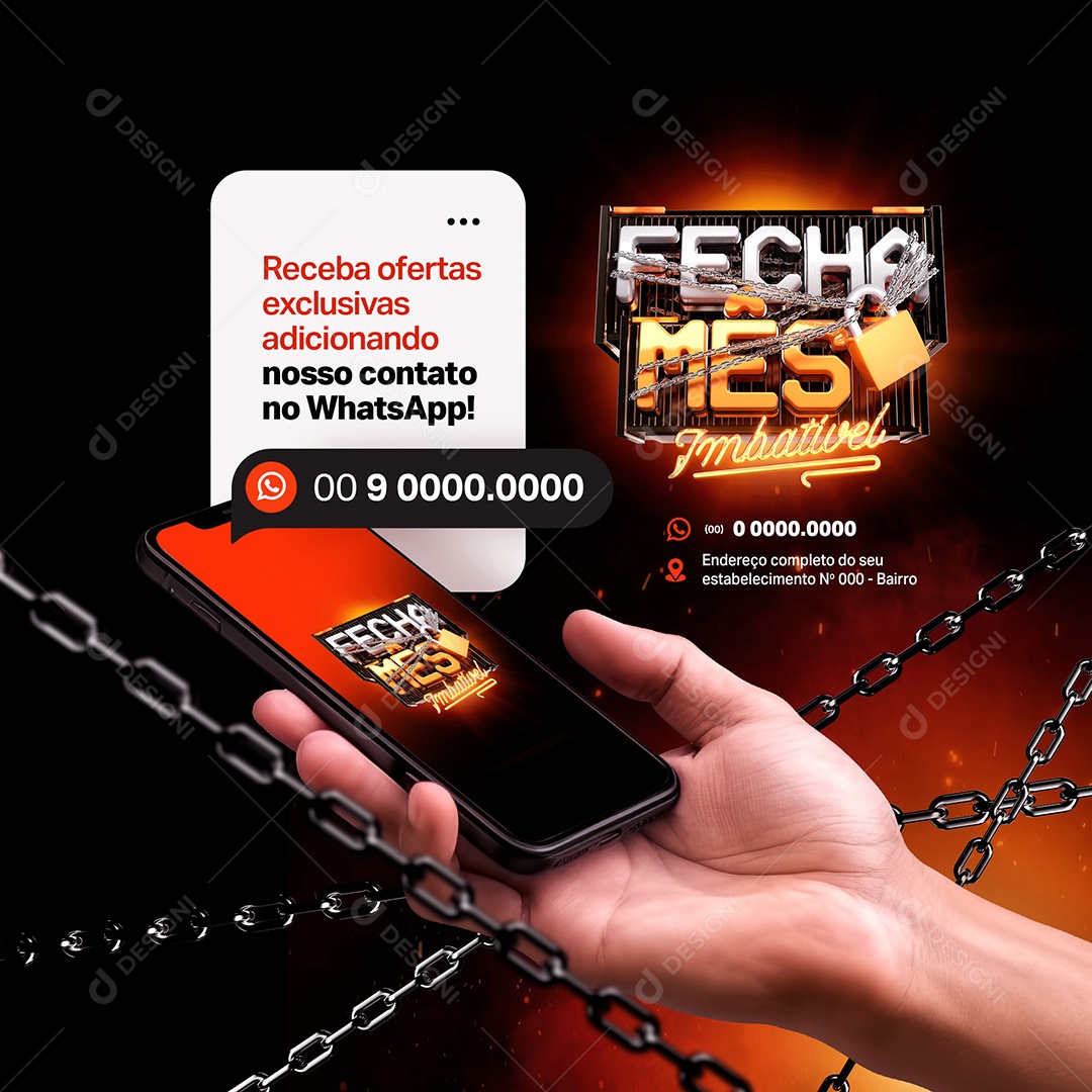 Fecha Mês Imbatível Receba Ofertas Exclusivas Social Media PSD Editável