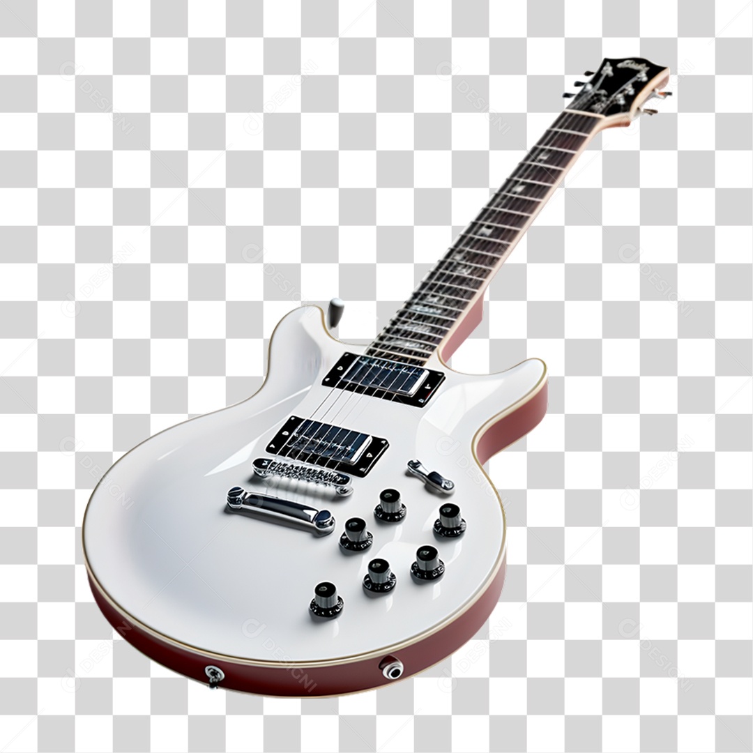 Guitarra Branca PNG Transparente