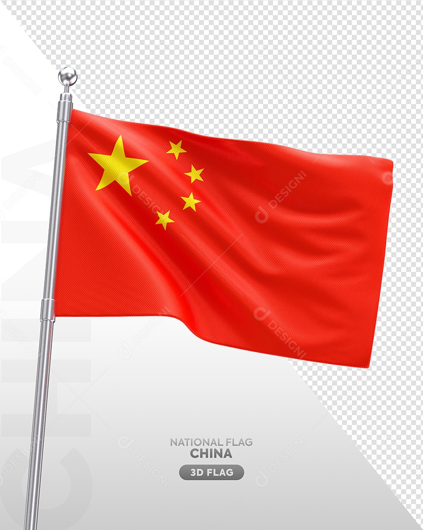 Bandeira da China Elemento 3D para Composição PSD