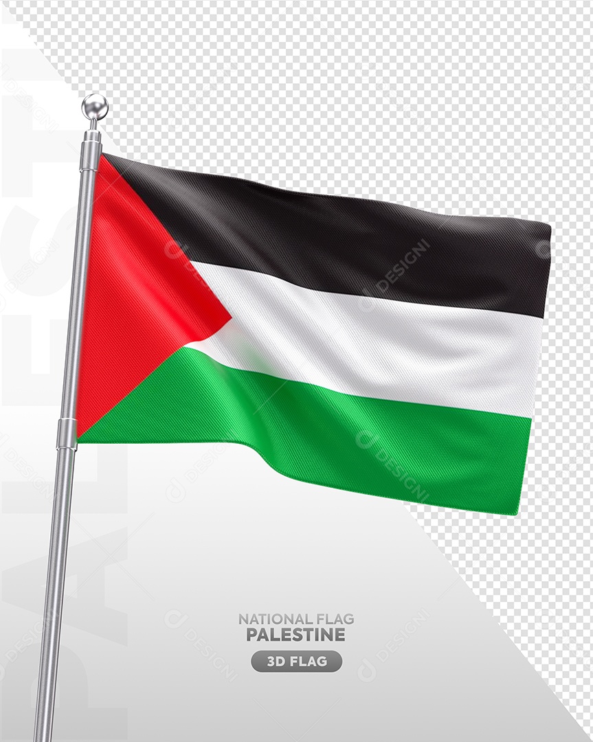 Bandeira da Palestina Elemento 3D para Composição PSD