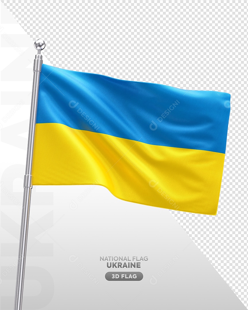 Bandeira da Ucrânia Elemento 3D para Composição PSD