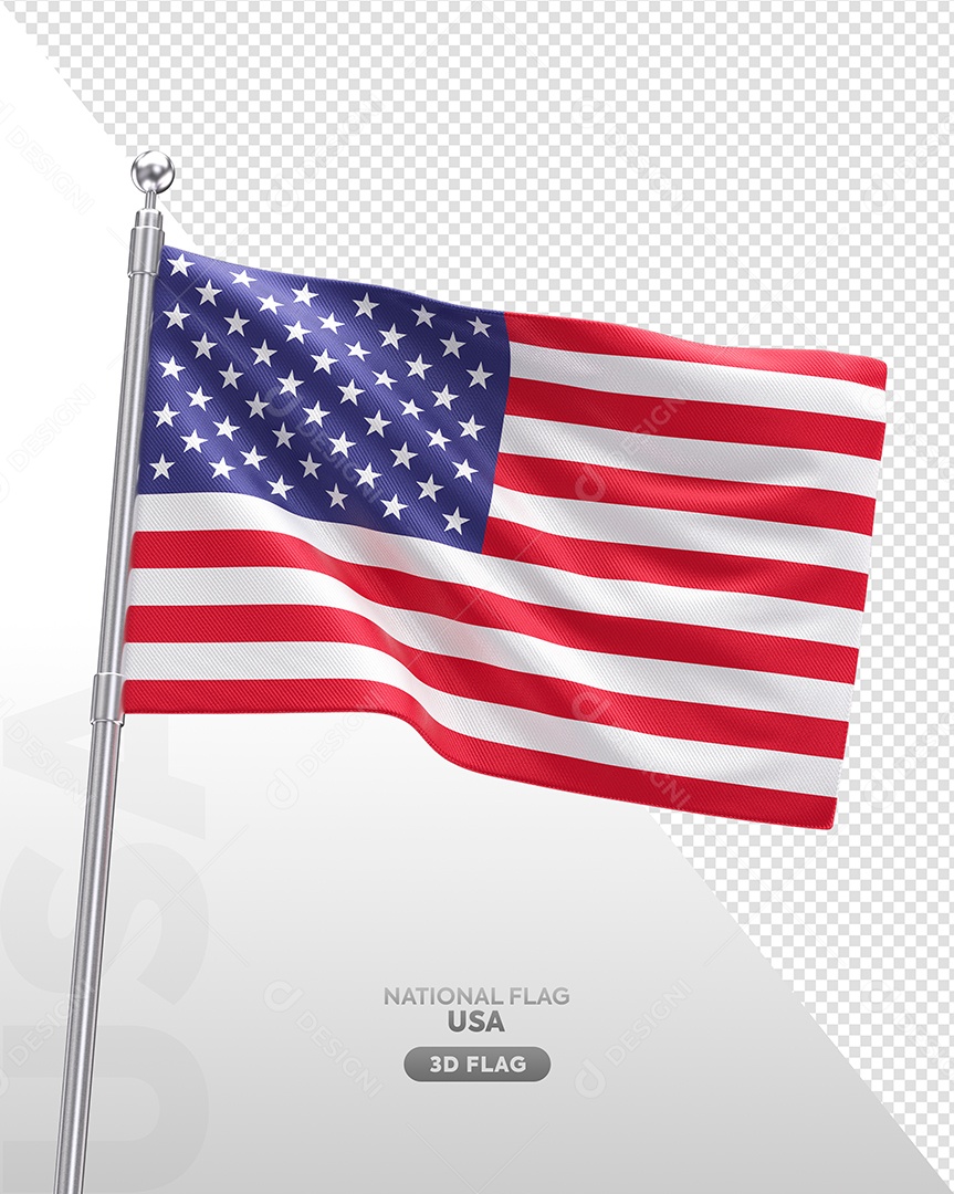 Bandeira dos Estados Unidos Elemento 3D para Composição PSD