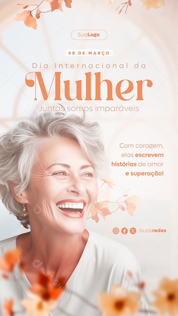 Story Dia Internacional das Mulheres 8 de Março Juntas Somos Immparáveis Social Media PSD Editável