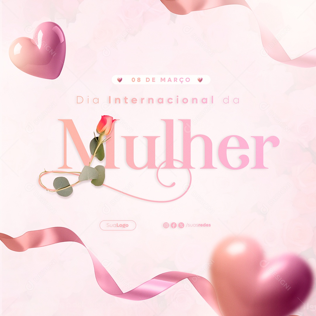 Dia Internacional das Mulheres 8 de Março Social Media PSD Editável