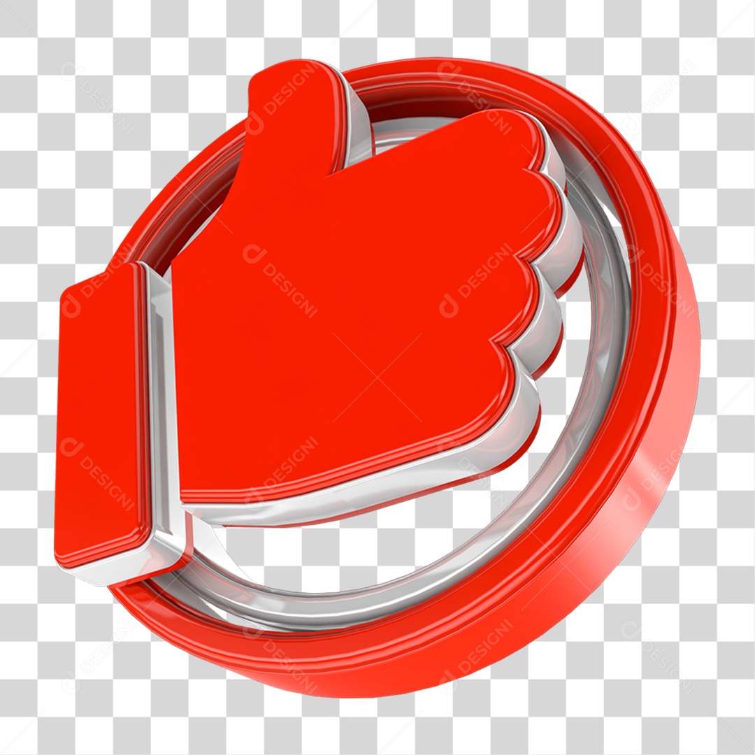 Elemento 3D Like PNG Transparente