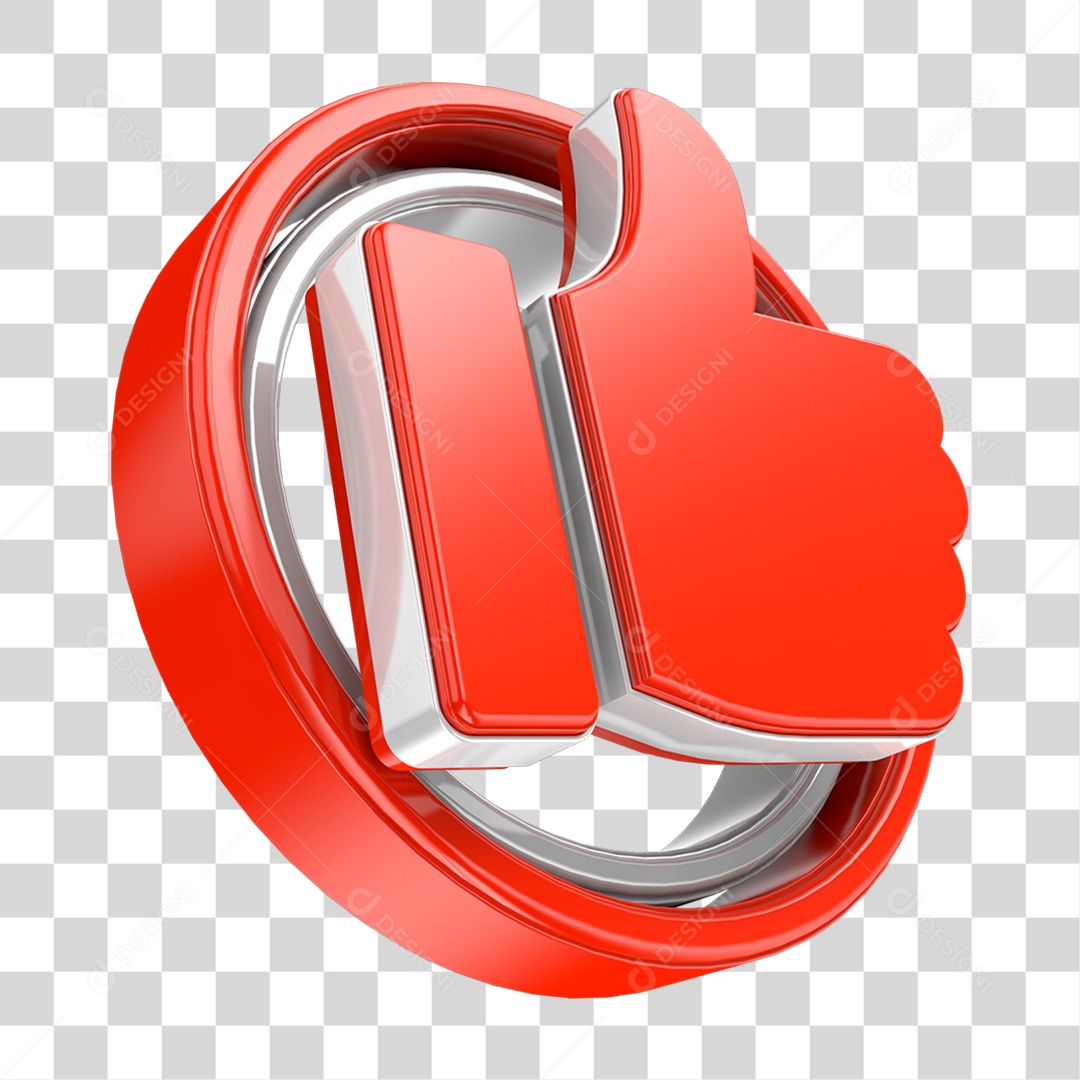 Elemento 3D Like PNG Transparente