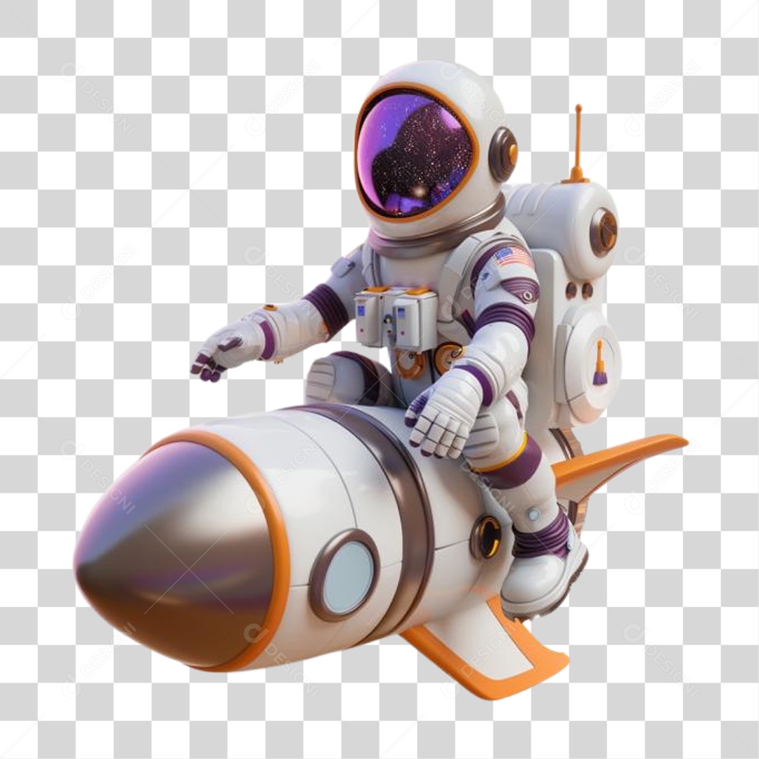 Astronauta em Foguete PNG Transparente