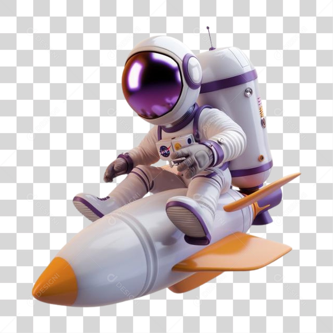 Astronauta em Foguete PNG Transparente