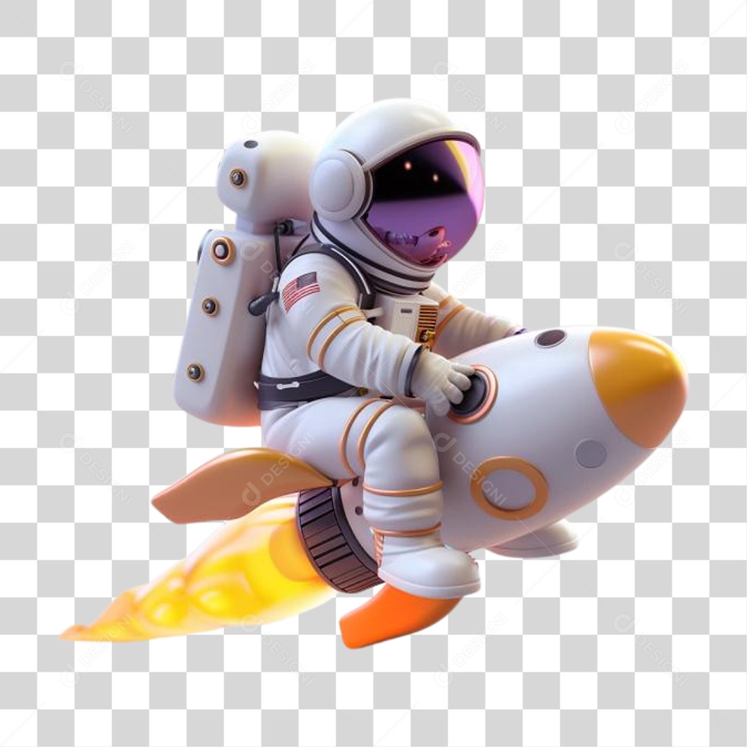 Astronauta em Foguete PNG Transparente