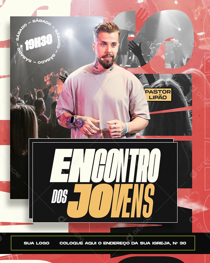 Gospel Encontro dos Jovens Pastor lipão Social Media PSD Editável