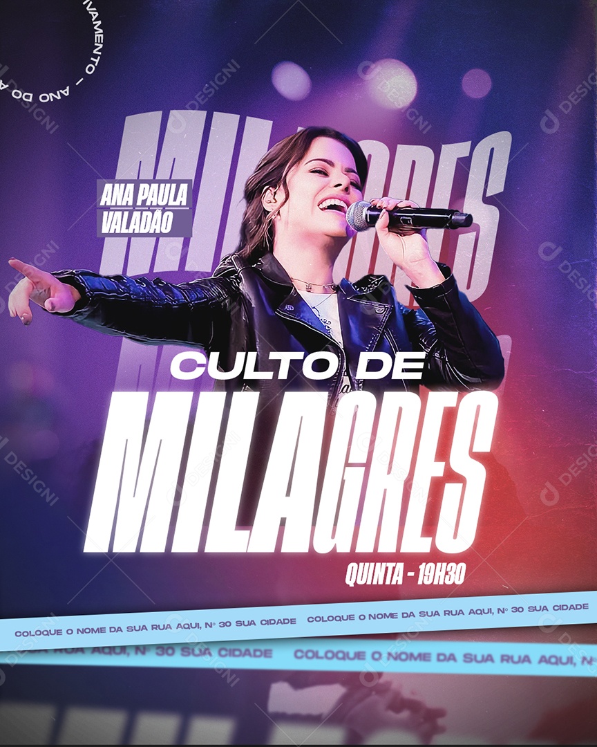 Gospel Culto de Milagres Ana Paula Valadão Social Media PSD Editável