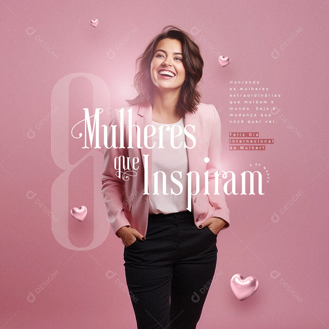 Feliz Dia da Mulher 08 De Março Mulheres que Inspiram Social Media PSD Editável
