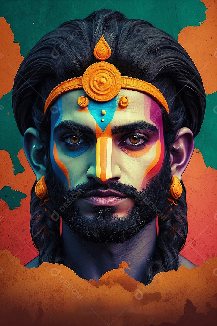 Fundo de ilustração de Ram Navami para texto de espaço de mídia social