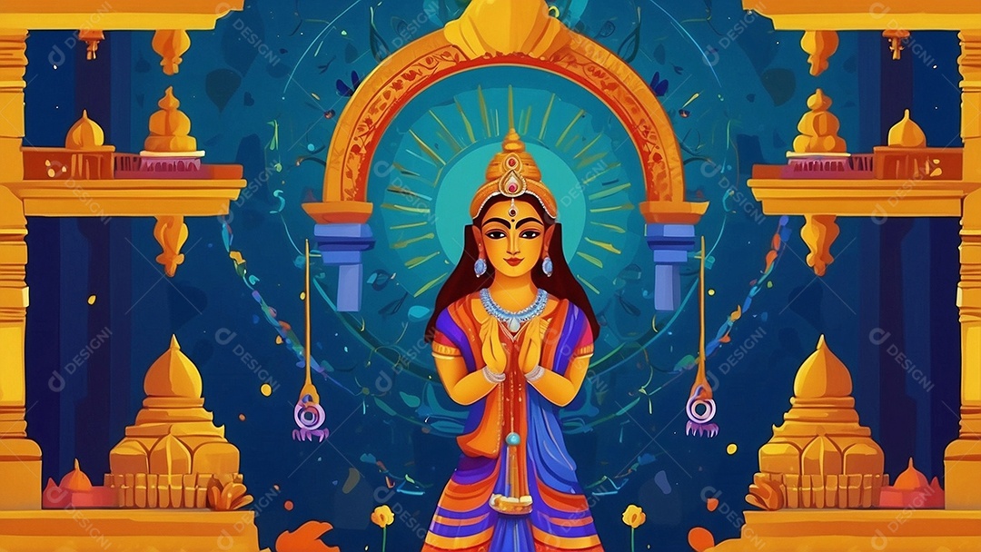 Fundo de ilustração de Ram Navami para texto de espaço de mídia social