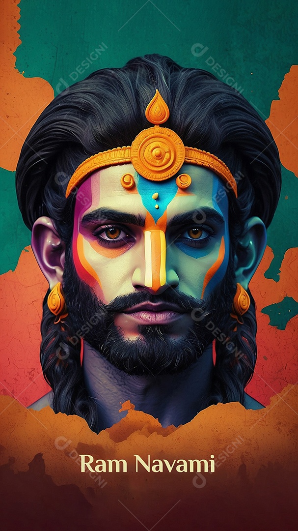 Fundo de ilustração de Ram Navami para texto de espaço de mídia social