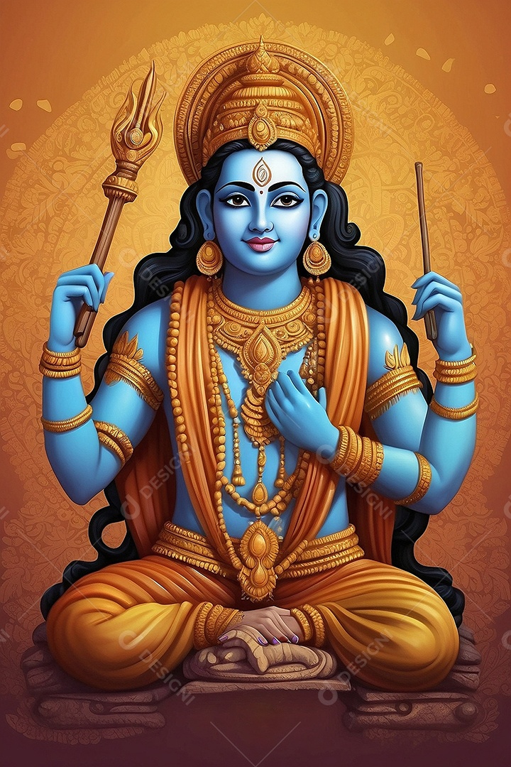 Fundo de ilustração de Ram Navami para texto de espaço de mídia social