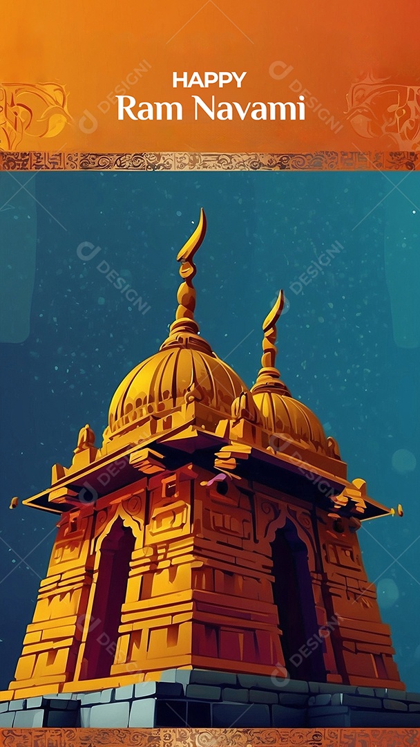 Fundo de ilustração de Ram Navami para texto de espaço de mídia social