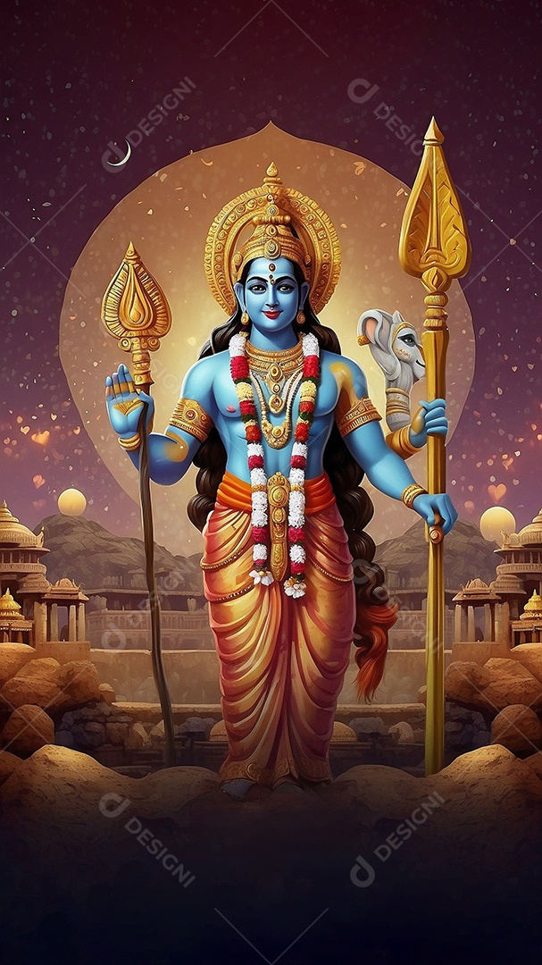 Fundo de ilustração de Ram Navami para texto de espaço de mídia social