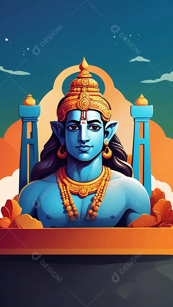 Fundo de ilustração de Ram Navami para texto de espaço de mídia social