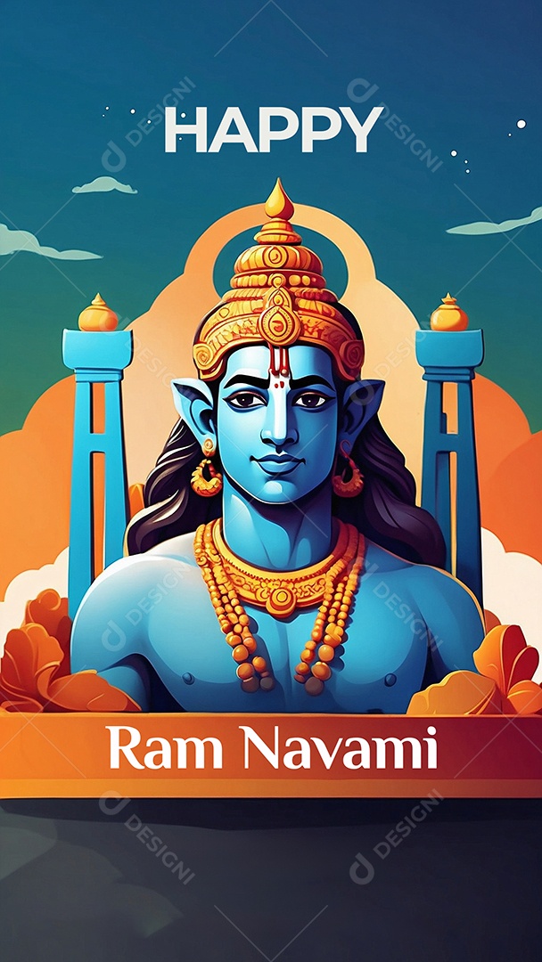 Fundo de ilustração de Ram Navami para texto de espaço de mídia social