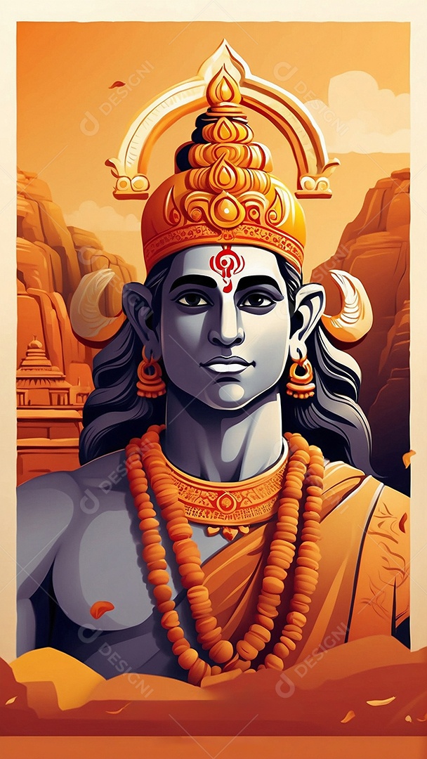 Fundo de ilustração de Ram Navami para texto de espaço de mídia social