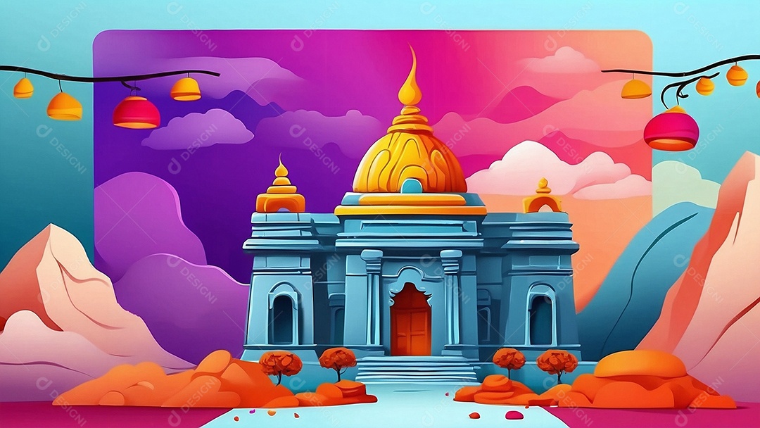 Fundo de ilustração de Ram Navami para texto de espaço de mídia social