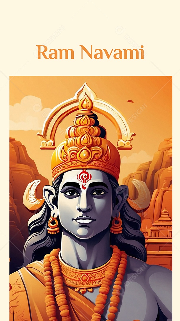 Fundo de ilustração de Ram Navami para texto de espaço de mídia social