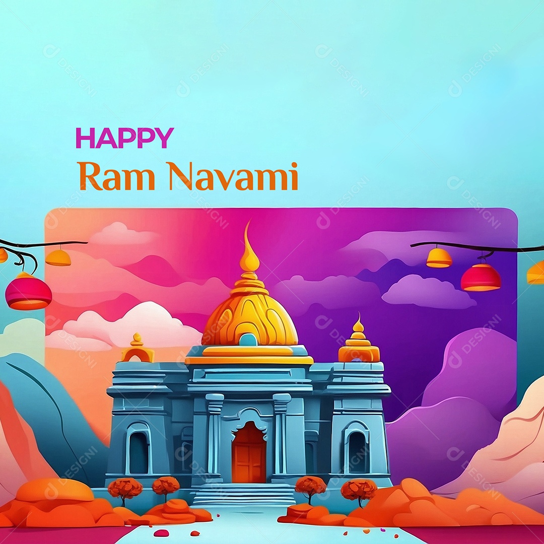 Fundo de ilustração de Ram Navami para texto de espaço de mídia social