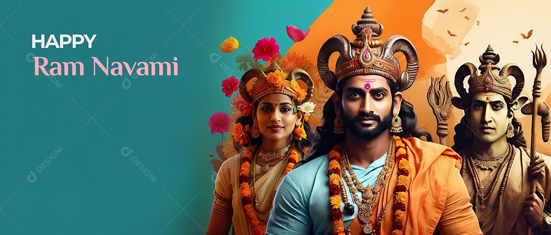 Fundo de ilustração de Ram Navami para texto de espaço de mídia social