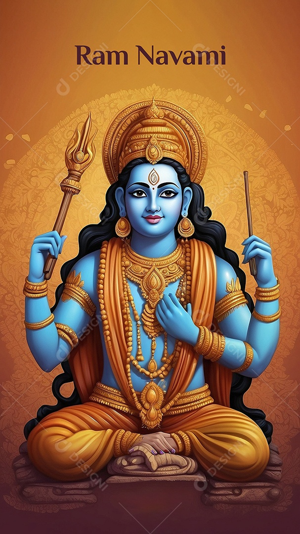 Fundo de ilustração de Ram Navami para texto de espaço de mídia social