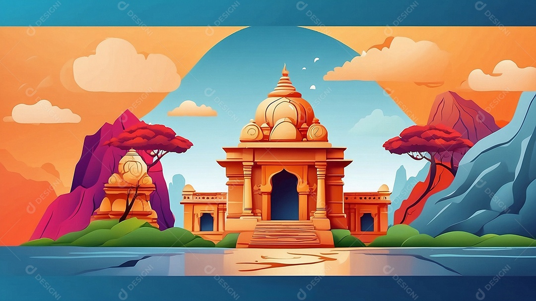 Fundo de ilustração de Ram Navami para texto de espaço de mídia social