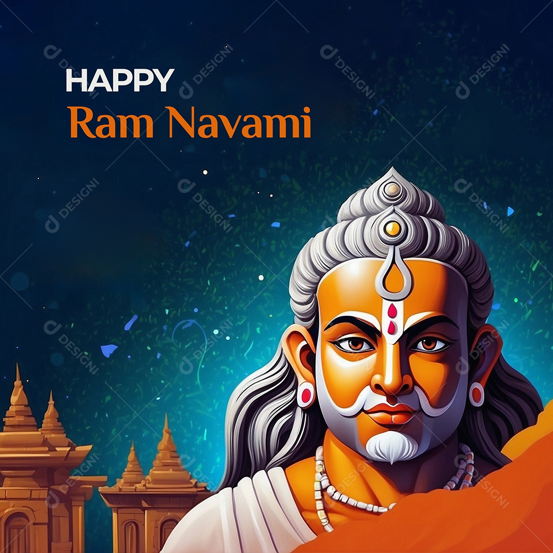 Fundo de ilustração de Ram Navami para texto de espaço de mídia social