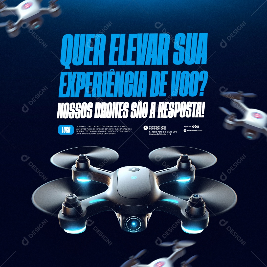 Loja de Drones Quer elevar sua experiência de Voo Social Media PSD Editável
