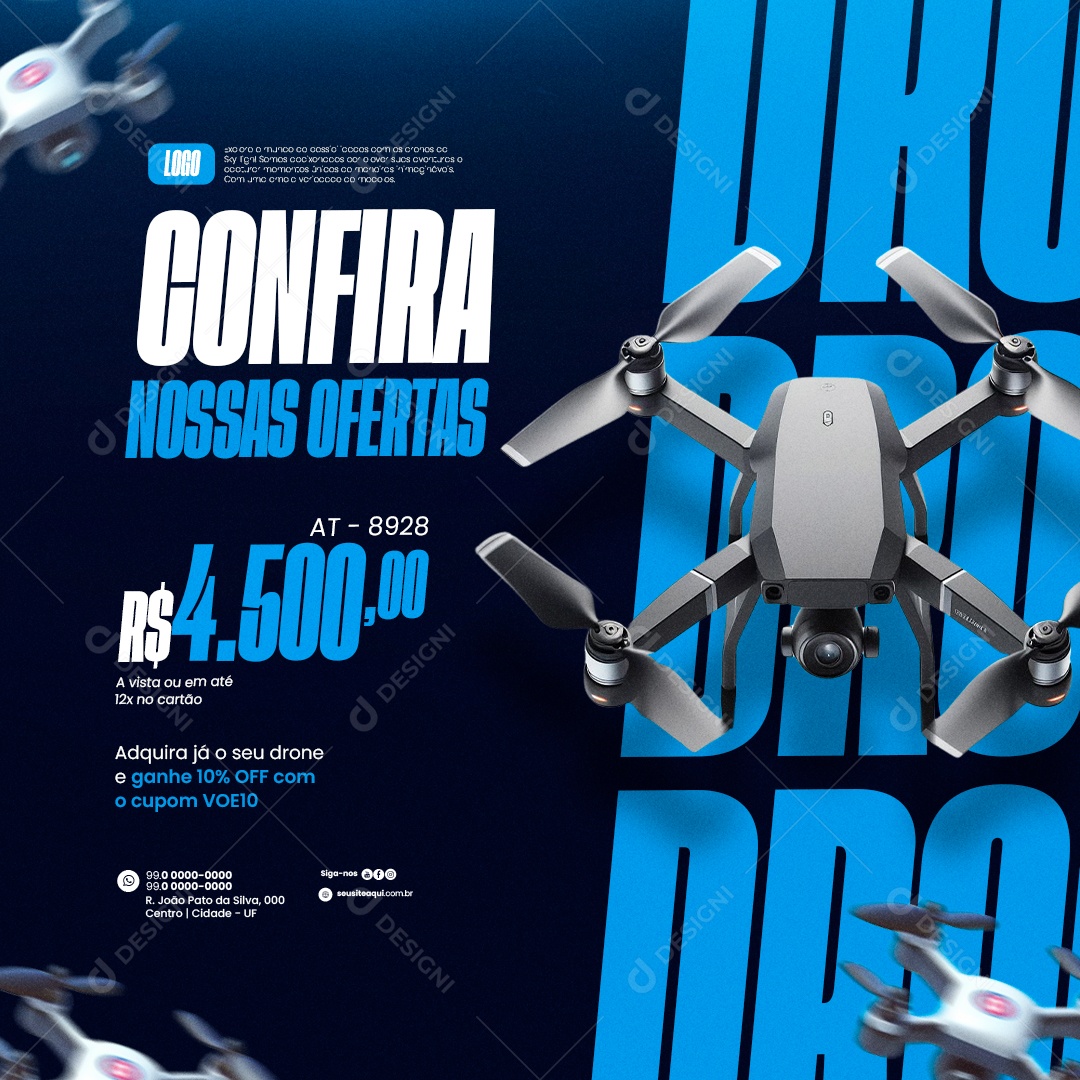 Loja de Drones Confira nossas Ofertas Social Media PSD Editável