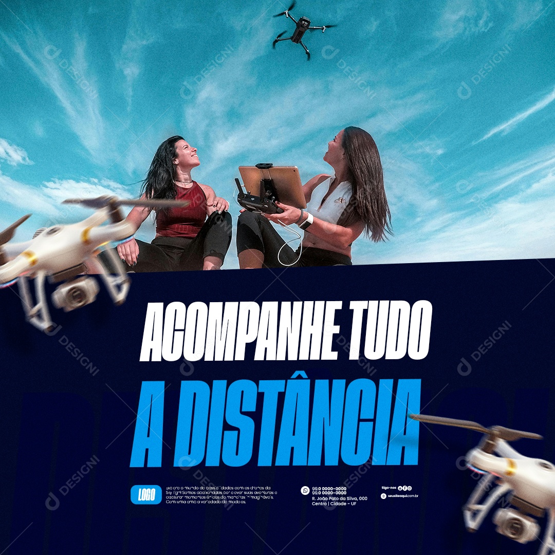 Loja de Drones Acompanhe Tudo a Distância Social Media PSD Editável