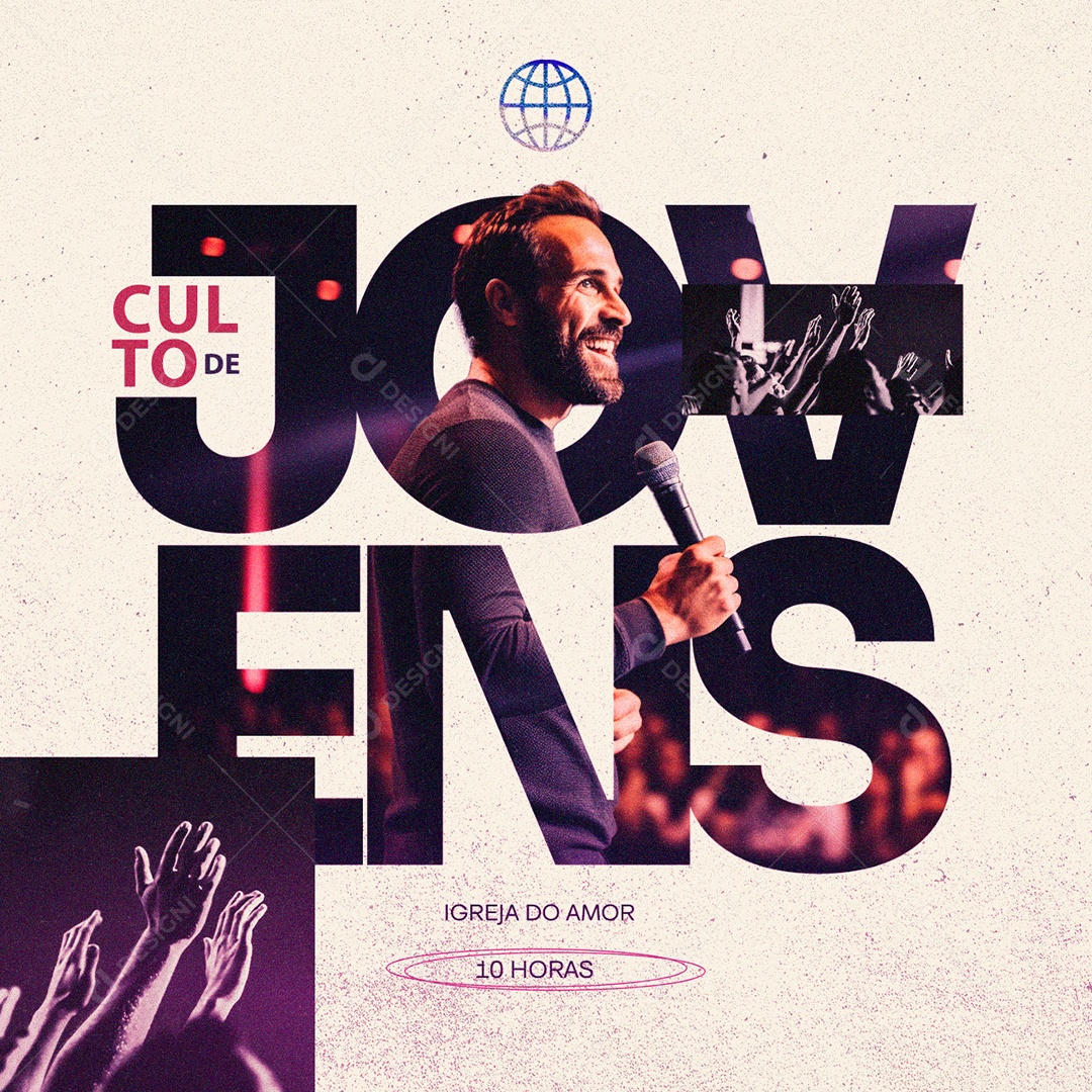 Gospel Culto de Jovens Igreja do Amor Social Media PSD Editável