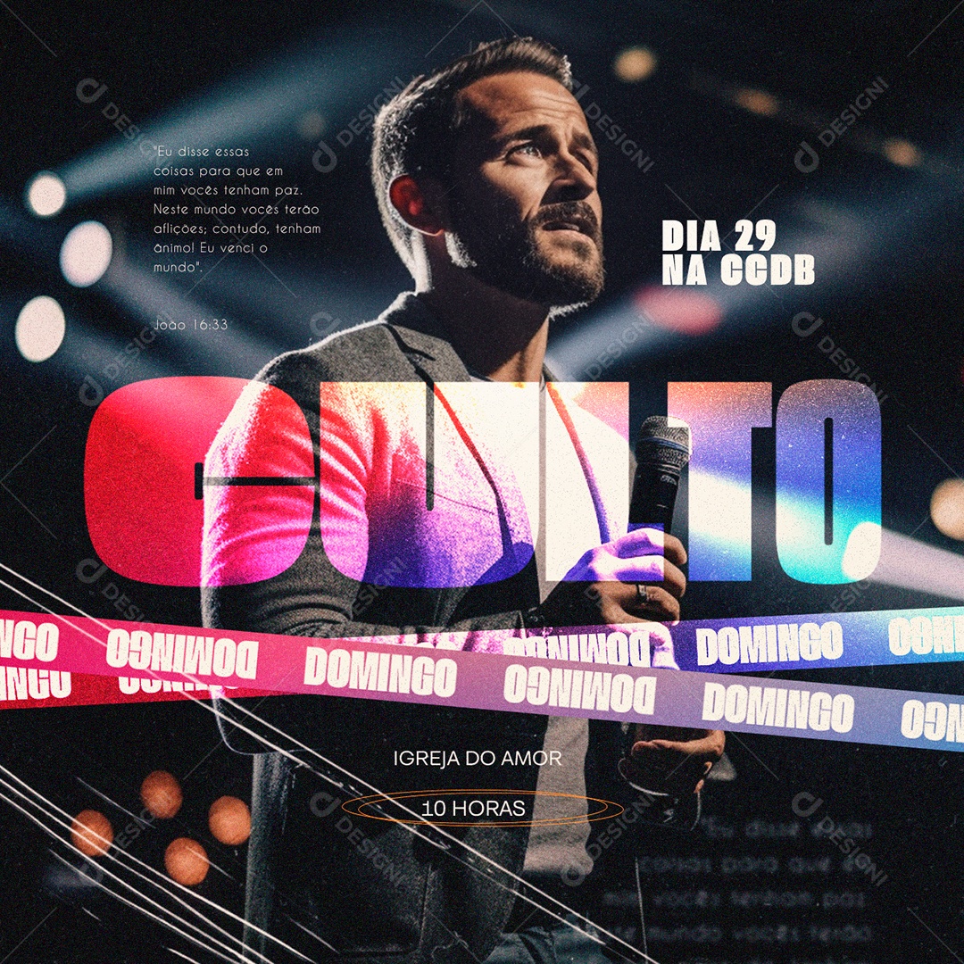 Gospel Culto Domingo Igreja do Amor Dia 29 na CCDB Social Media PSD Editável