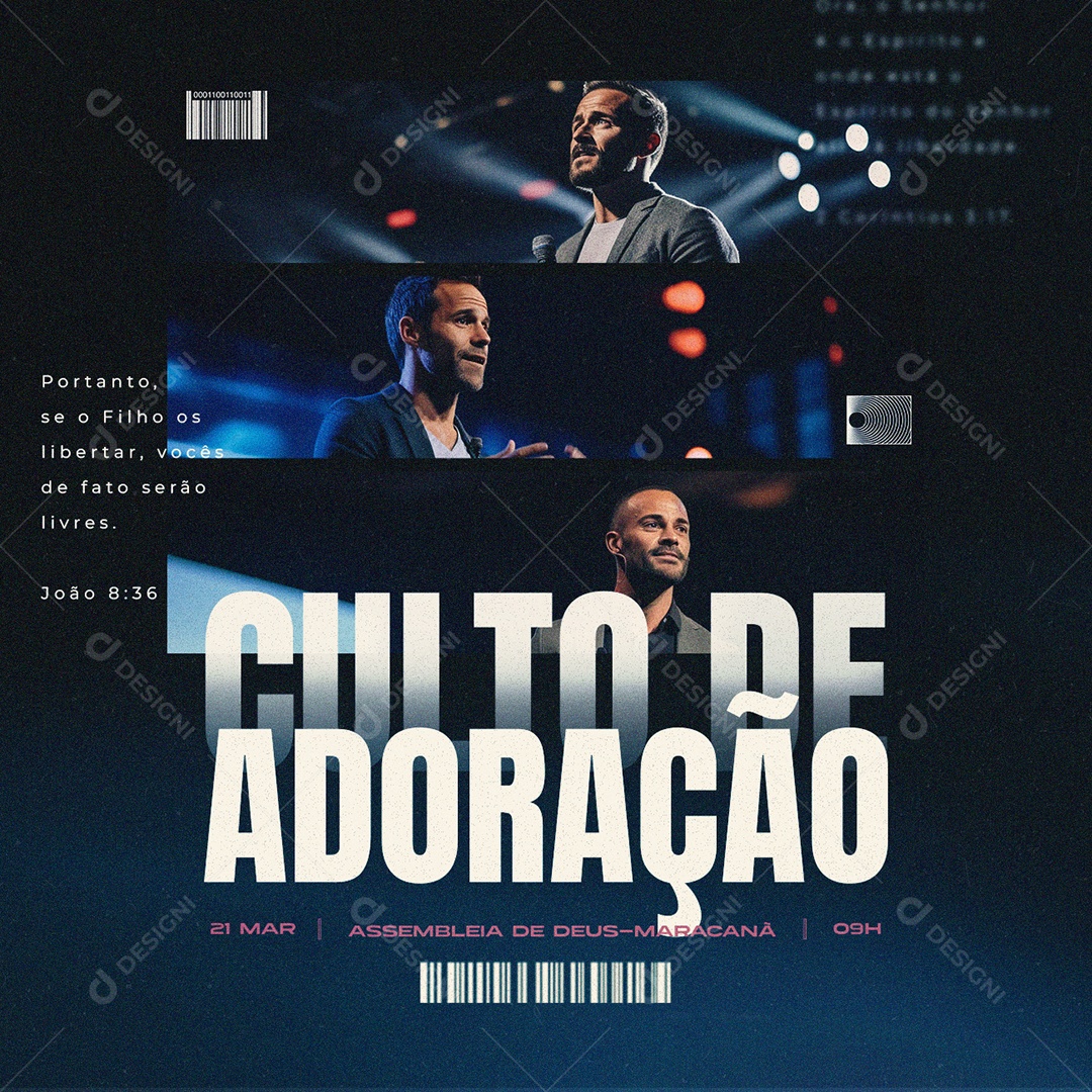 Gospel Culto de Adoração Assembleia de Deus Social Media PSD Editável