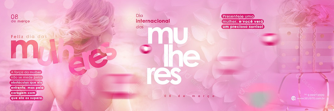 Carrossel Dia Internacional das Mulheres 8 de Março Presentei e Você Verá um Preciso Sorriso Social Media PSD Editável