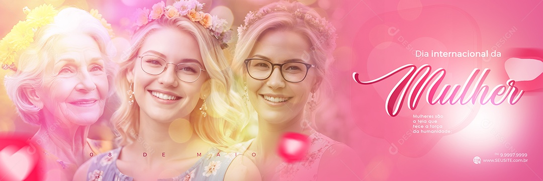 Carrossel Dia Internacional das Mulheres 8 de Março Social Media PSD Editável